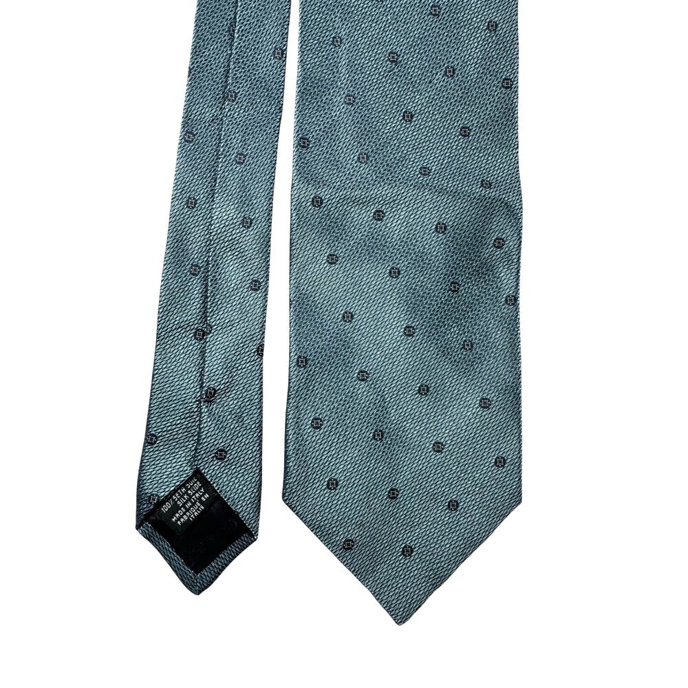 Vtg Giorgio Armani Cravatte Mens 100% Silk Neck Tie Italy Blue Grey Geometric